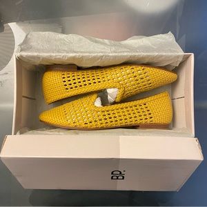 ~Mustard Faux Leather BPWESLEY Woven Flats~